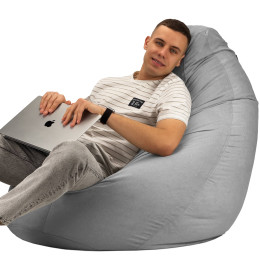 Крісло Мішок Груша Велюр Touch Великий Сірий