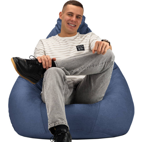 Крісло Мішок Груша Велюр Touch Великий Синій