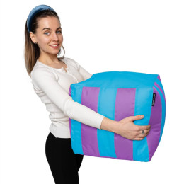 Пуф Кубик Смугастий Оксфорд Стандарт+ Голубий + Фіолетовий