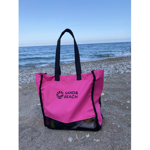 Пляжна сумка Sand&Beach Рожевий (сумка для пісочниці з сітчастим дном)