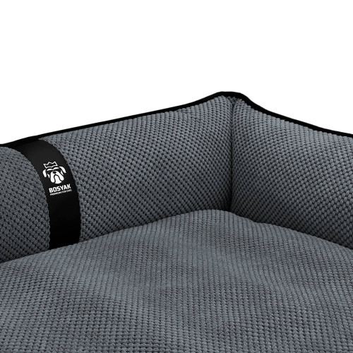 Лежак ліжко для собак всіх порід EGO Bosyak Soft L 95x80 Сірий (лежанка для середніх собак 12-20 кг)