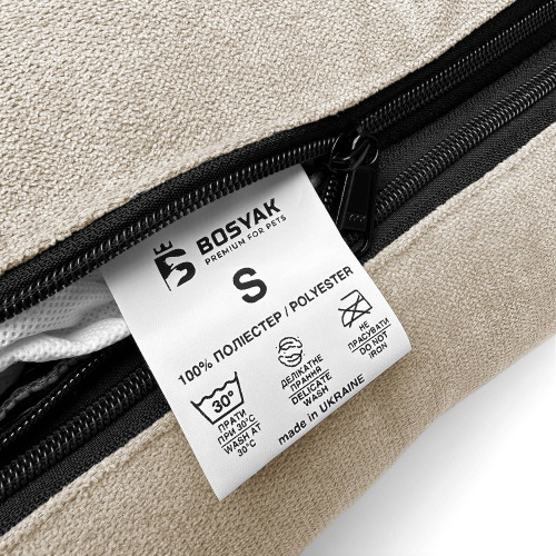 Лежак ліжко для собак та котів EGO Bosyak Велюр Touch S 65x55 Бежевий (лежанка для котиків та собак 4-6 кг)