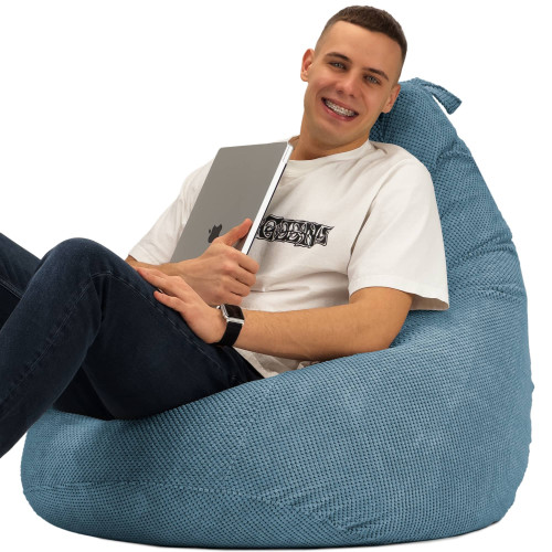 Крісло Мішок Груша Велюр Soft Стандарт+ Блакитний